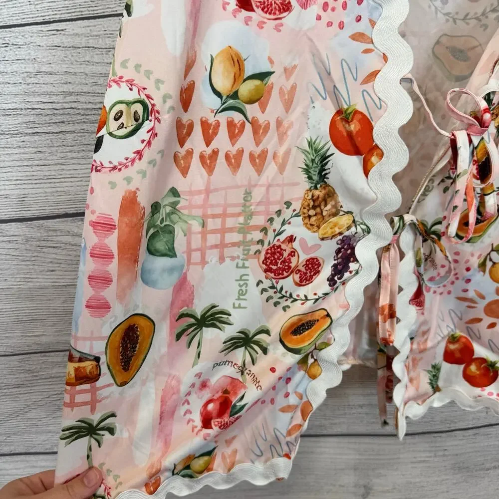 Shein Plus Size Light Pink Summer Fruit Printed 2 Piece Matching Set Size 4XL_4